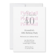Tipografia Rosa Pickleball de aniversário de 40 an