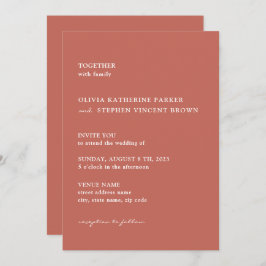 Convite Tipografia rugosidade castanha casamento moderno