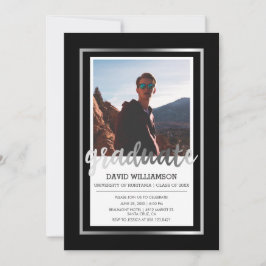 Convite Tipografia Silver e Black | Festa de formatura de 