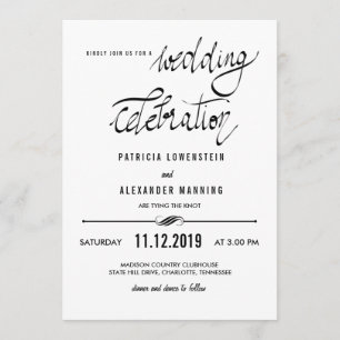 Convite Tipografia simples elegante da celebração do