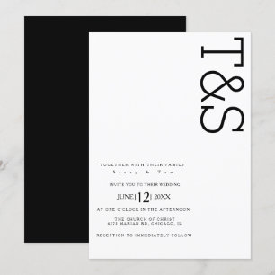 Convite Tipografia Simples Preta e Branca Casamento Bold