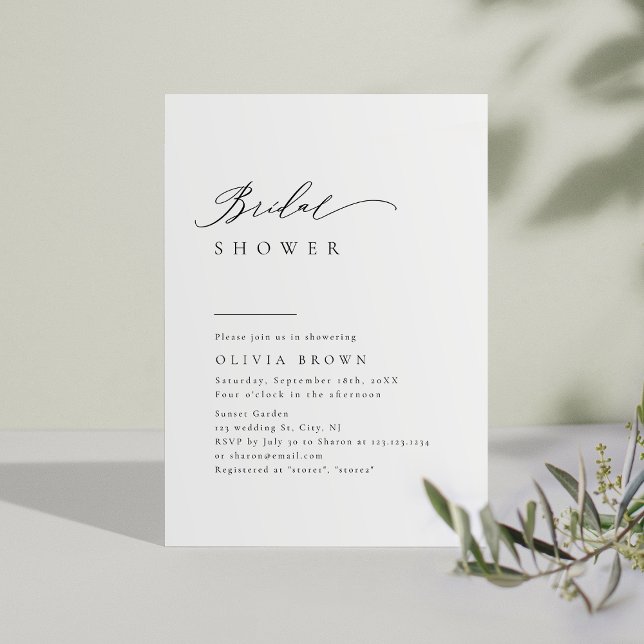 Convite Tipografia Simplesmente Elegante para Chá de Noiva (Simply Elegant Typography Modern Bridal Shower Invitation)