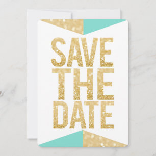 Convite Tipografia Teal Gold Glitter Azteca para Salvar a
