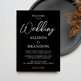 Convite Tipografia Única Manuscrita Preto Branco Casamento