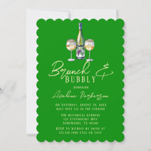 Convite Tipografia Verde da Floresta Celeron Brunch e Bubb