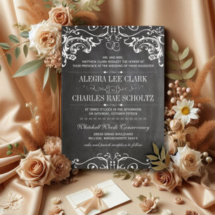 Convite Tipografia Vintage Loja Rural Chalkboard Cottageco