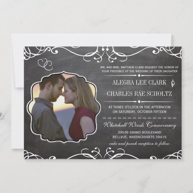 Convite Tipografia Vitoriana Moderna do Chalkboard (Frente)