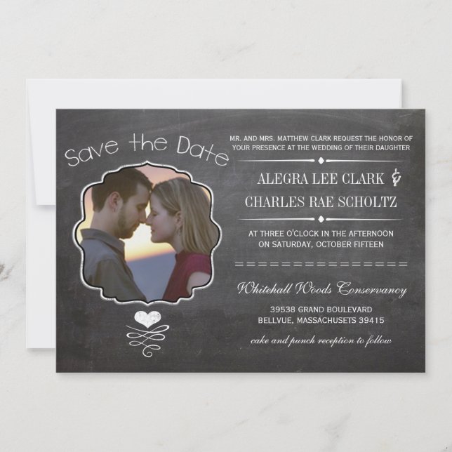 Convite Tipografia Vitoriana Moderna do Chalkboard (Frente)