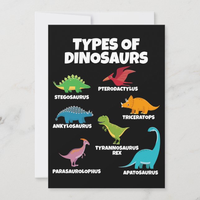 Convite Tipos de Dinossauros Dinossauro Lover para Criança (Frente)