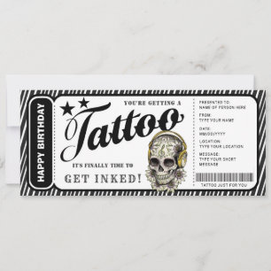 Convite Tíquete de Certificado de Presente de Tatuagem Per
