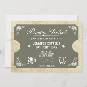 Convite Tíquete de Festa