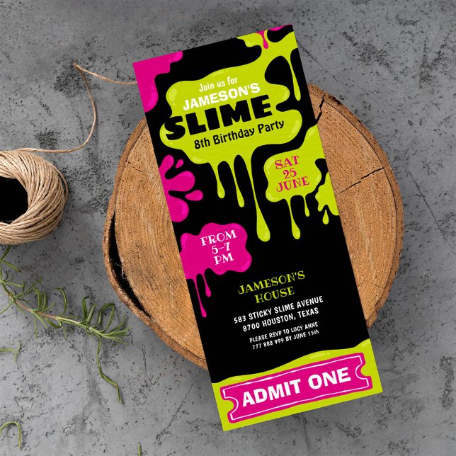 Convite Tíquete de festa de aniversário de lodo admite um  (Criador carregado)