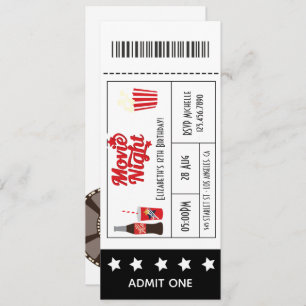 Convite Tíquete de Festa de aniversário Noturna do Retro M