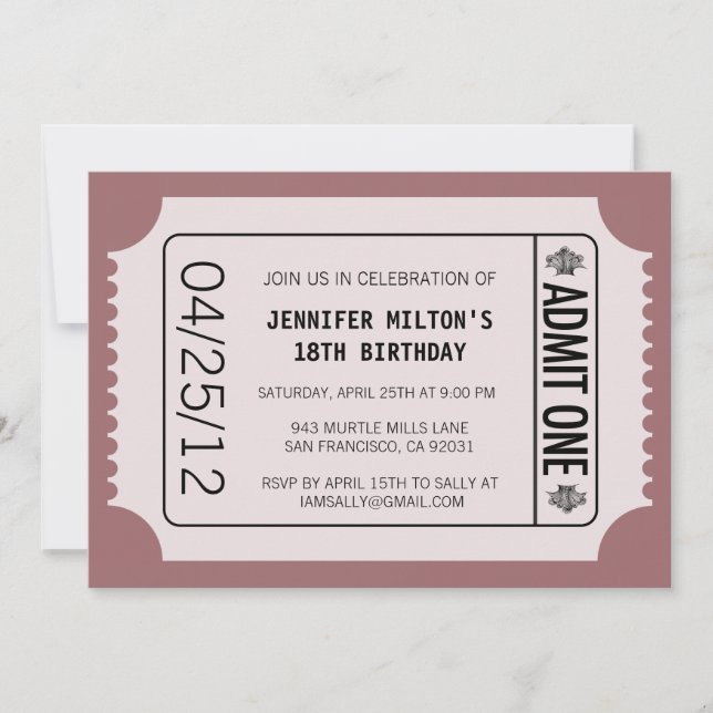 Convite Tíquete de Filme (Frente)