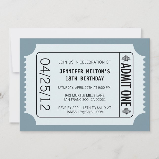 Convite Tíquete de Filme (Frente)