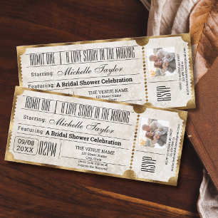 Convite Tíquete de Filme Rustic Vintage com Foto RSVP