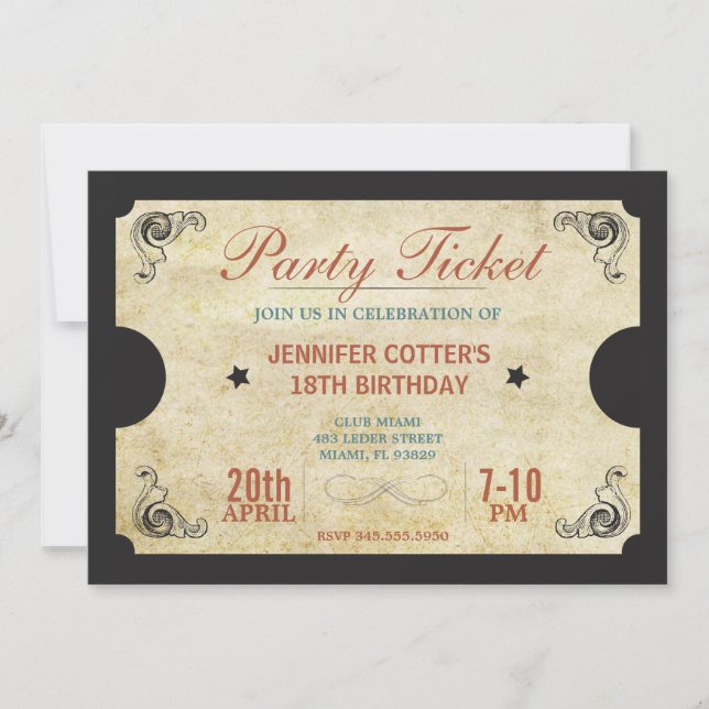 Convite Tíquete de Partido (Frente)