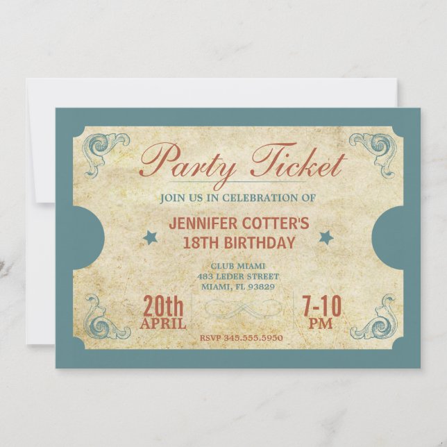 Convite Tíquete de Partido (Frente)