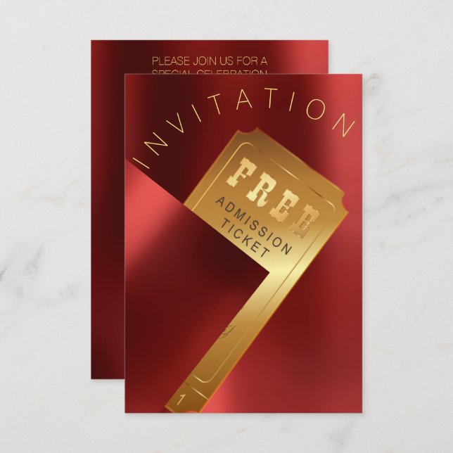 Convite Tíquete Metal Red Ruby do Festival de Cinema Doura (Frente/Verso)