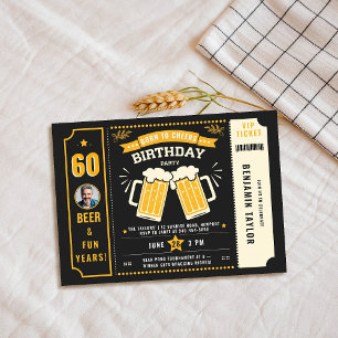 Convite Tíquete Preto Homens Adultos do Tema da Cerveja Fo