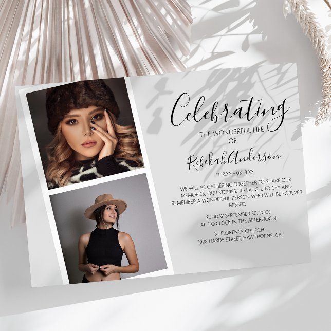 Convite Tira de Foto Dupla | Memorial de Funeral (Criador carregado)