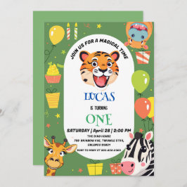 Convite Tiro divertido Zebra Hippo safari zoo Wilthday