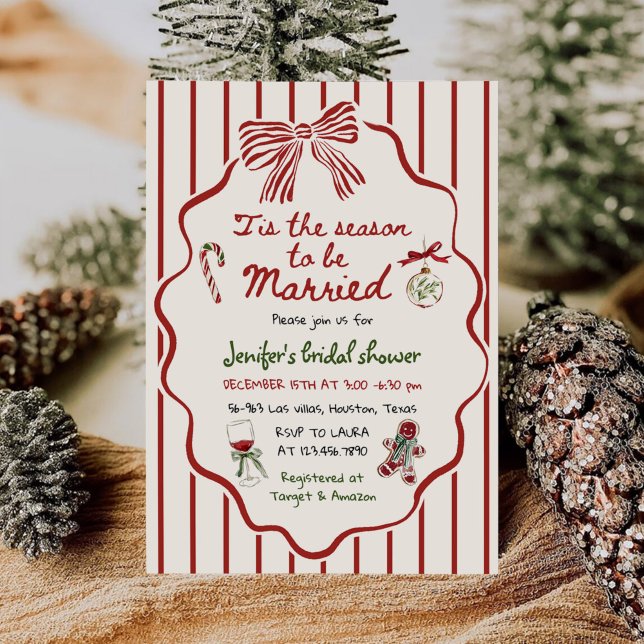Convite Tis The Season Hand Drawn Christmas Bridal Shower (Criador carregado)
