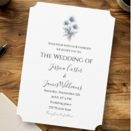 Convite Tísculo Azul Escocês Escócia Casamento Simples