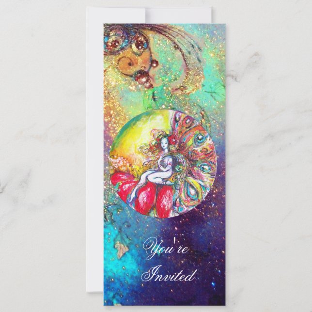 Convite TITANIA ,cor-de-rosa-azul-vermelha faíscas (Frente)