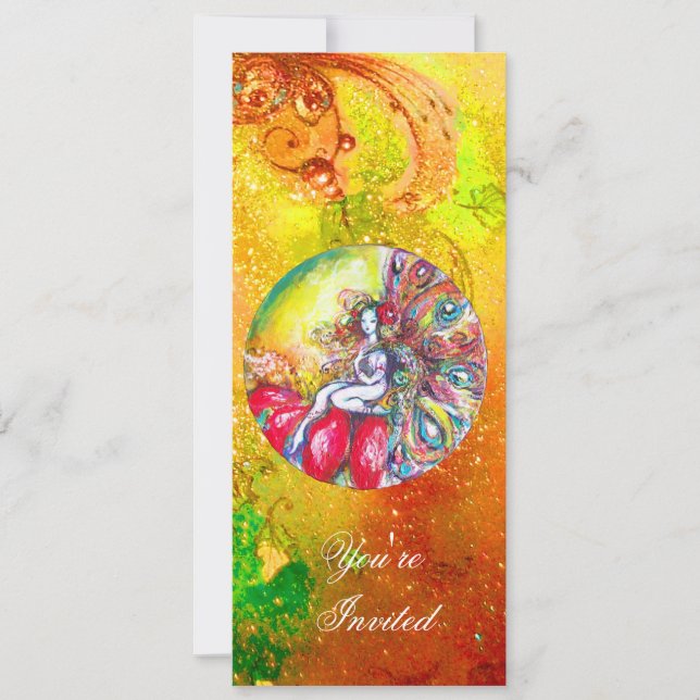 Convite TITANIA ,cor-de-rosa-castanho-azul-esverdeados ver (Frente)