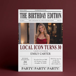 Convite Título de Jornal Engraçado Aniversário de 30 Anos