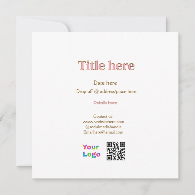 Convite título digitalizar QR contato logotipo aqui local  (Frente)