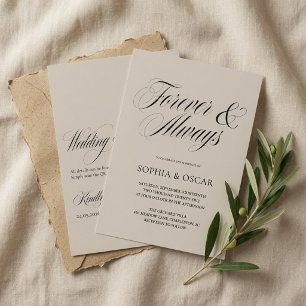 Convite Título Elegante Minimalista Casamento Para Sempre 