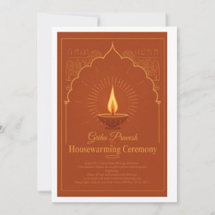Convite Título: Elegante Terracota Griha Pravesh & Acolhim
