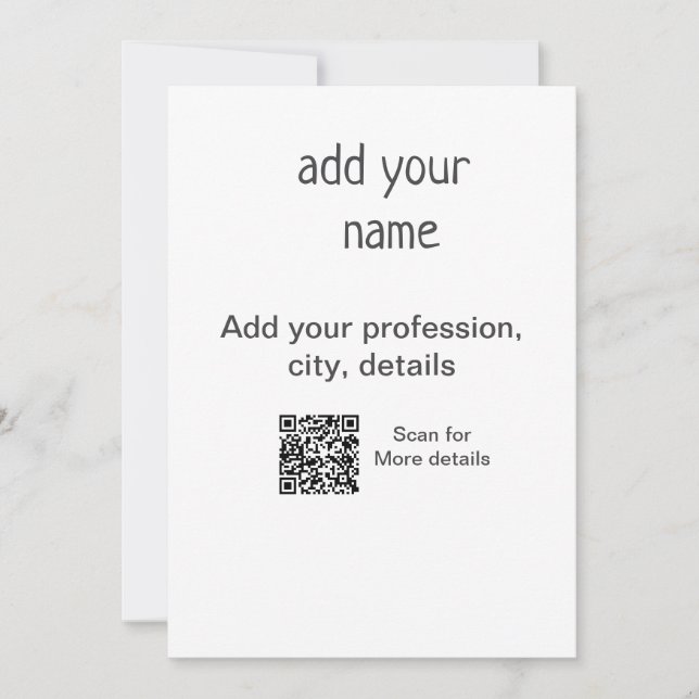 Convite Título QR de nome de texto simples mínimo (Frente)