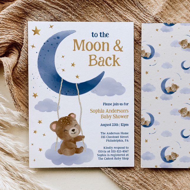 Convite To the Moon and Back Baby Shower Invitation  (Criador carregado)