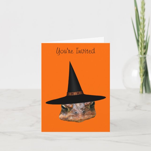 Convite Toad Face Witch Hat Halloween Party Invitation (Frente)