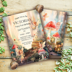 Convite Toadstool Florestal Encantada por primeiro anivers