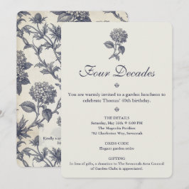Convite Toalete Botânico Hydrangea Sea Holly 40º Aniversár