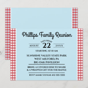 Convite Toalha de Mesa Xadrez Vermelha e Branca Reunião de