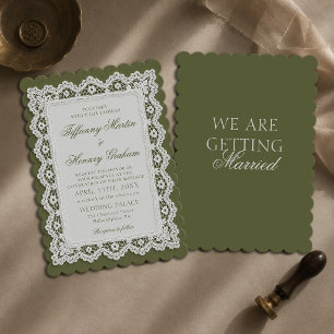 Convite Toalha de Renda Old Money Verde Oliva Casamento