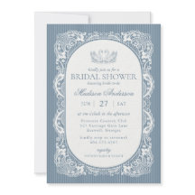 Toalhete de Renda Azul Floral Vintage Chá de Noiva