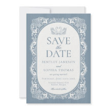 Toalhete de Renda Azul Floral Vintage Salve a Data
