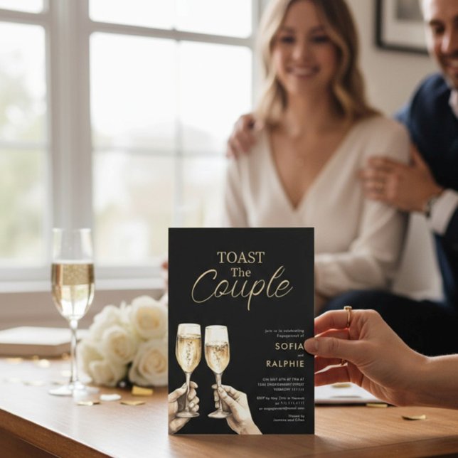 Convite Toast The Couple Gold Script Engagement (Criador carregado)