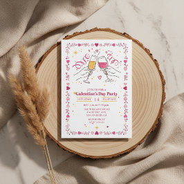 Convite Toasting Galentines Day Invitation Heart Frame