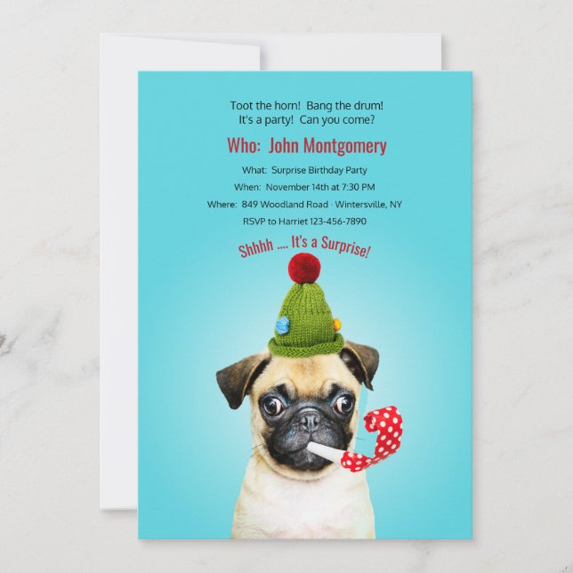 Convite Toca a Corneta Surpresa Festa de Aniversário (Frente)