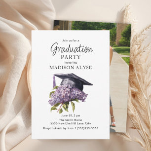 Convite Toca de Formatura Roxo Floral Fim de Curso