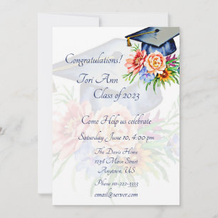 Convite Toca de graduação floral personalizada
