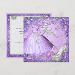 Convite Tocado de Quinze Anos Festa Roxo Sapato de Vestido