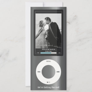 Convite Tocador de Música MP3 Cinza para Casamento